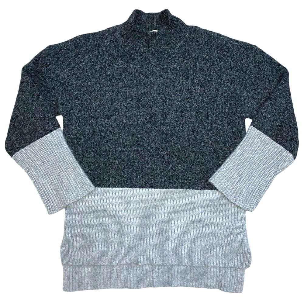 Michael by Michael Kors Colorblock Wool Blend Sweater Mock Neck Soft Cozy Hi Lo
